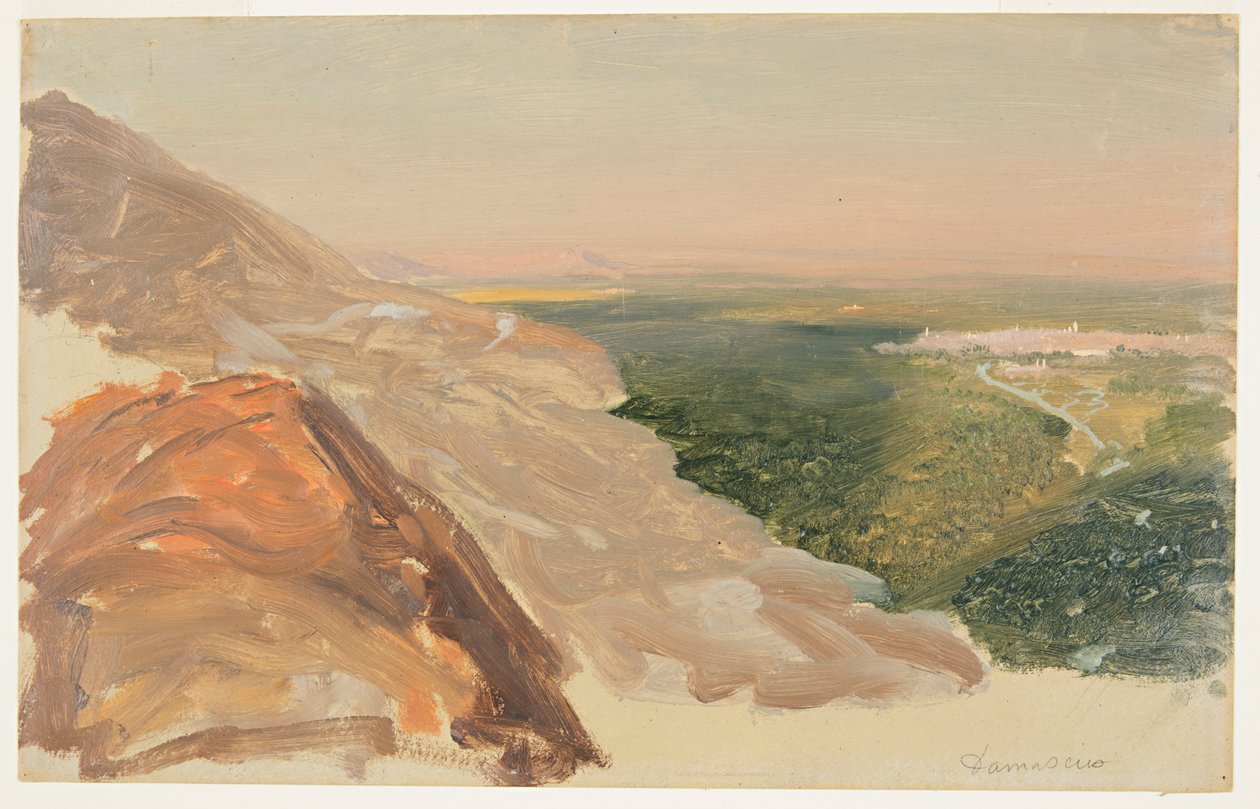 Näkymä tasangolle Damaskoksen kanssa, Syyria, vuorilta. tekijältä Frederic Edwin Church