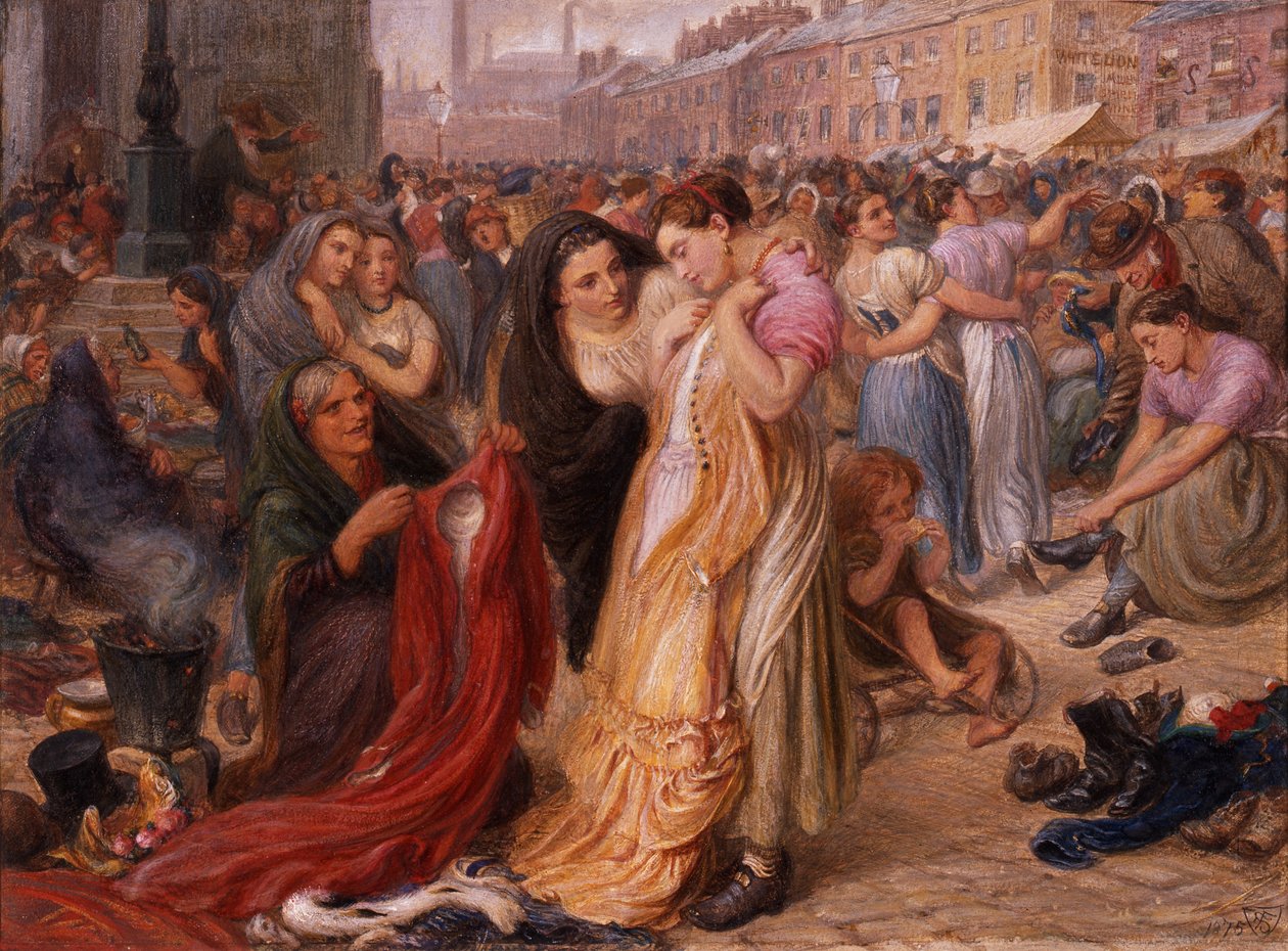 Factory Girls Vanhojen vaatteiden messuilla, Knott Mill tekijältä Frederic James Shields