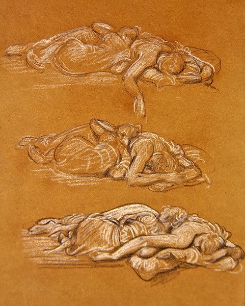 Cymon ja Iphigenia (mustavalkoinen liitu paperille) tekijältä Frederic Leighton