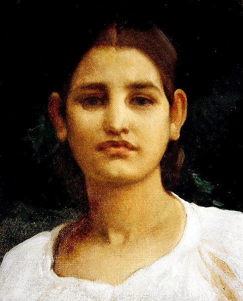 Tytön pää (öljy kankaalle) tekijältä Frederic Leighton