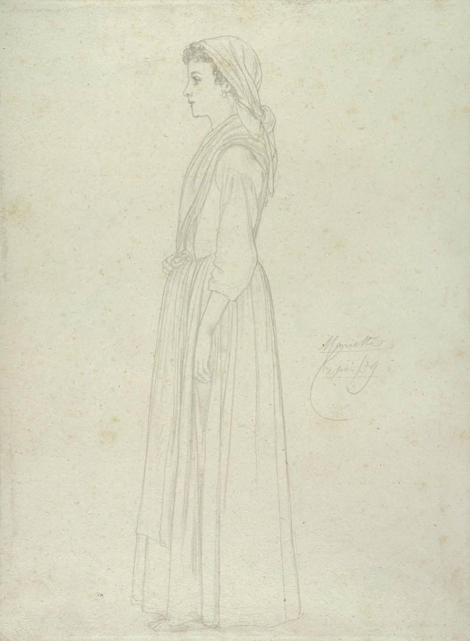 Marietta, Capri, 1859 (grafiitti paperille) tekijältä Frederic Leighton