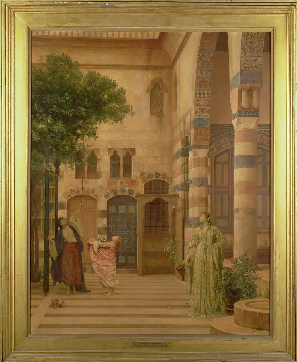 Vanha Damaskos: Juutalaisten kortteli tai sitruunoiden kerääminen, n. 1873-1874 tekijältä Frederic Leighton