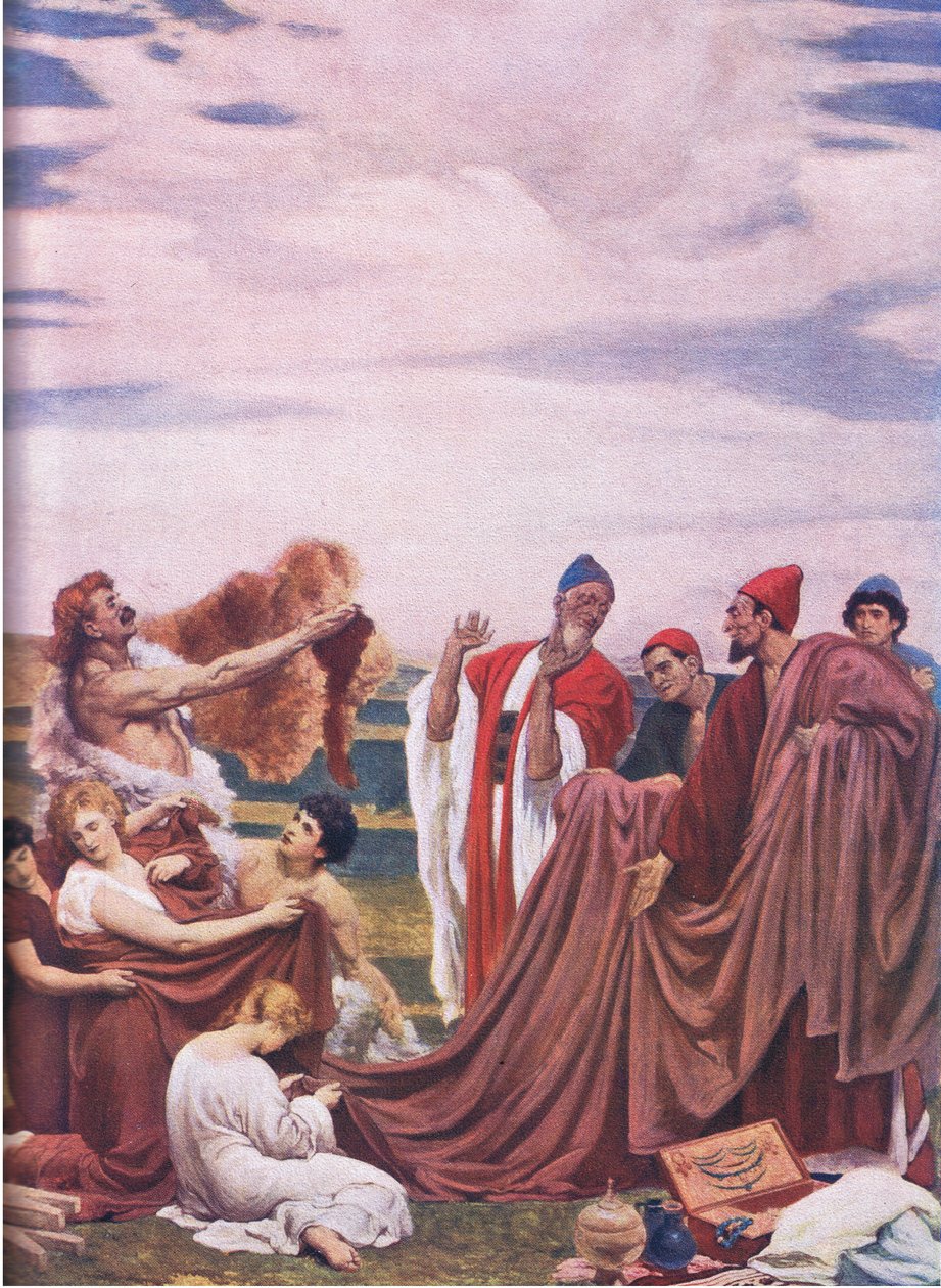 Ison-Britannian rannikon foinikialaiset kauppiaat (väri litho) tekijältä Frederic Leighton