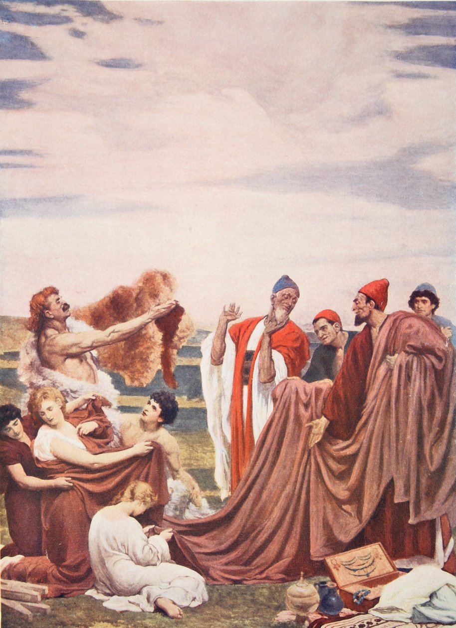 Foinikialaiset käyvät kauppaa varhaisten brittien kanssa, esimerkki Hutchinsonin kansojen historiasta tekijältä Frederic Leighton