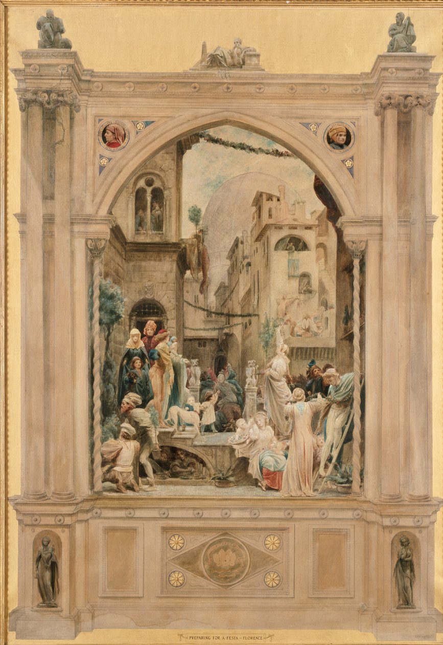 Valmistautuminen festalle, Firenze, 1851 tekijältä Frederic Leighton