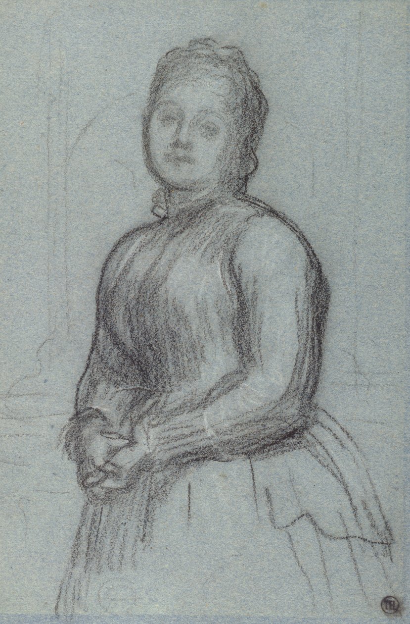 Study for the Portrait of Hannah, kreivitär Rosebery, n. 1880 (liitu paperille) tekijältä Frederic Leighton