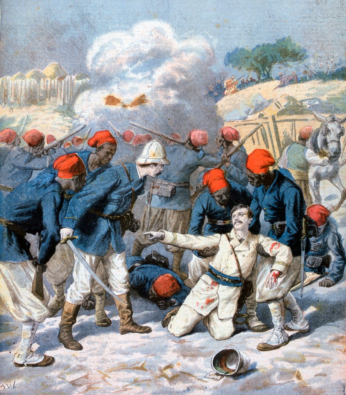 Luutnantti Lecerfin kuolema, Napan taistelu, Nigeria, 1894 tekijältä Frederic Lix
