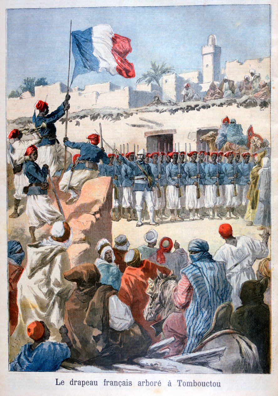 Ranskan lipun nosto Timbuktussa 1894 tekijältä Frederic Lix