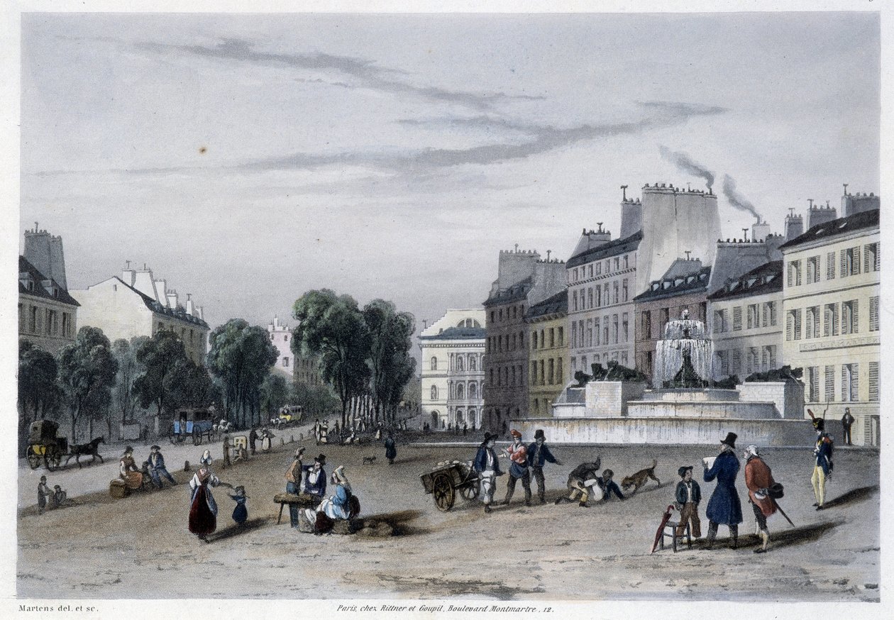 Vesitorni (suihkulähde), Bd St Martin - Martensin ""Pariisissa vuonna 1832"" tekijältä Frederic Martens