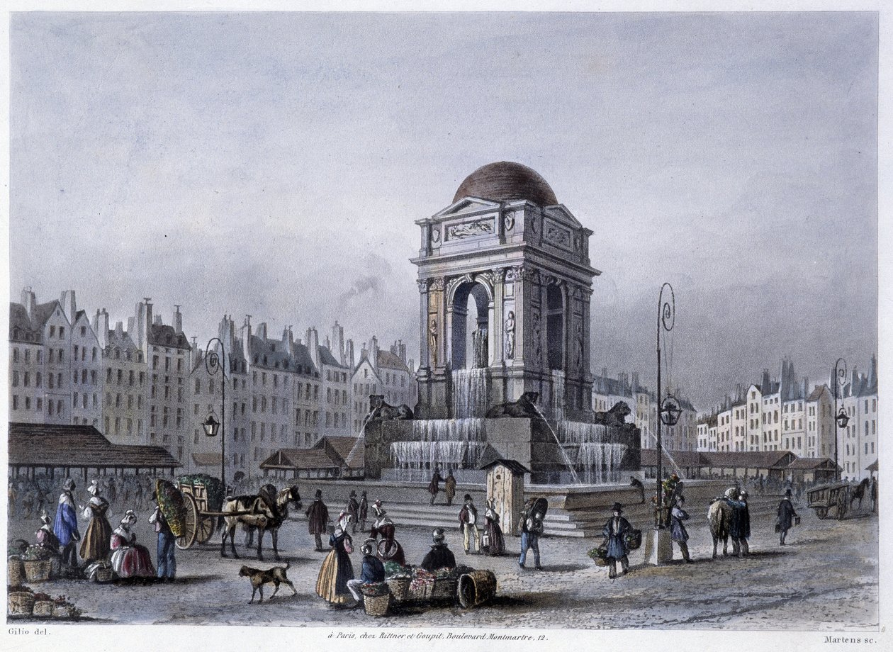 Fontaine des Innocents - Martensin teoksessa Paris en 1832 tekijältä Frederic Martens