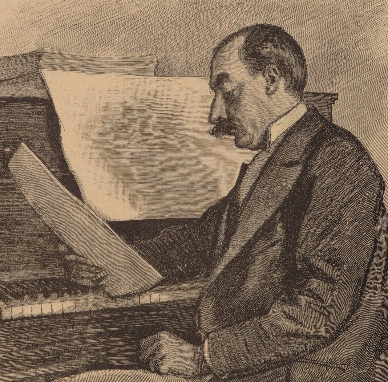 Pianistin ja säveltäjän André Messagerin muotokuva 1853-1929, 1891. tekijältä Frederic Regamey