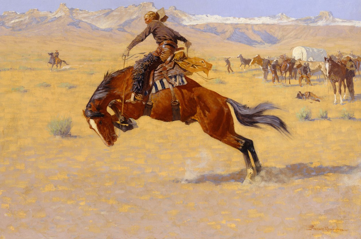Kylmä aamu Rangella, n. 1904 tekijältä Frederic Remington