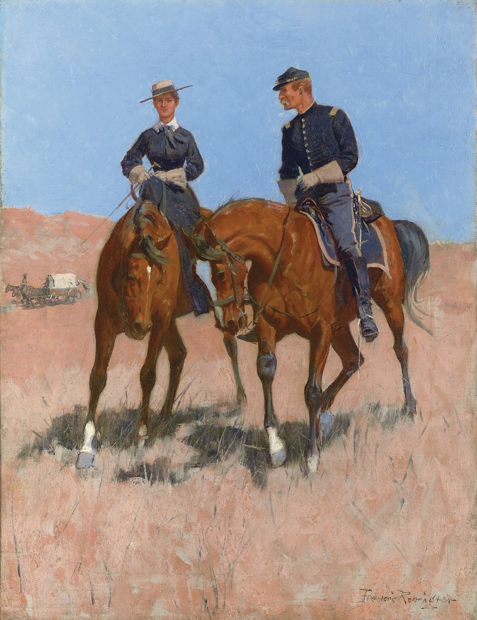 Belle McKeever ja luutnantti Edgar Wheelock, n. 1899 tekijältä Frederic Remington