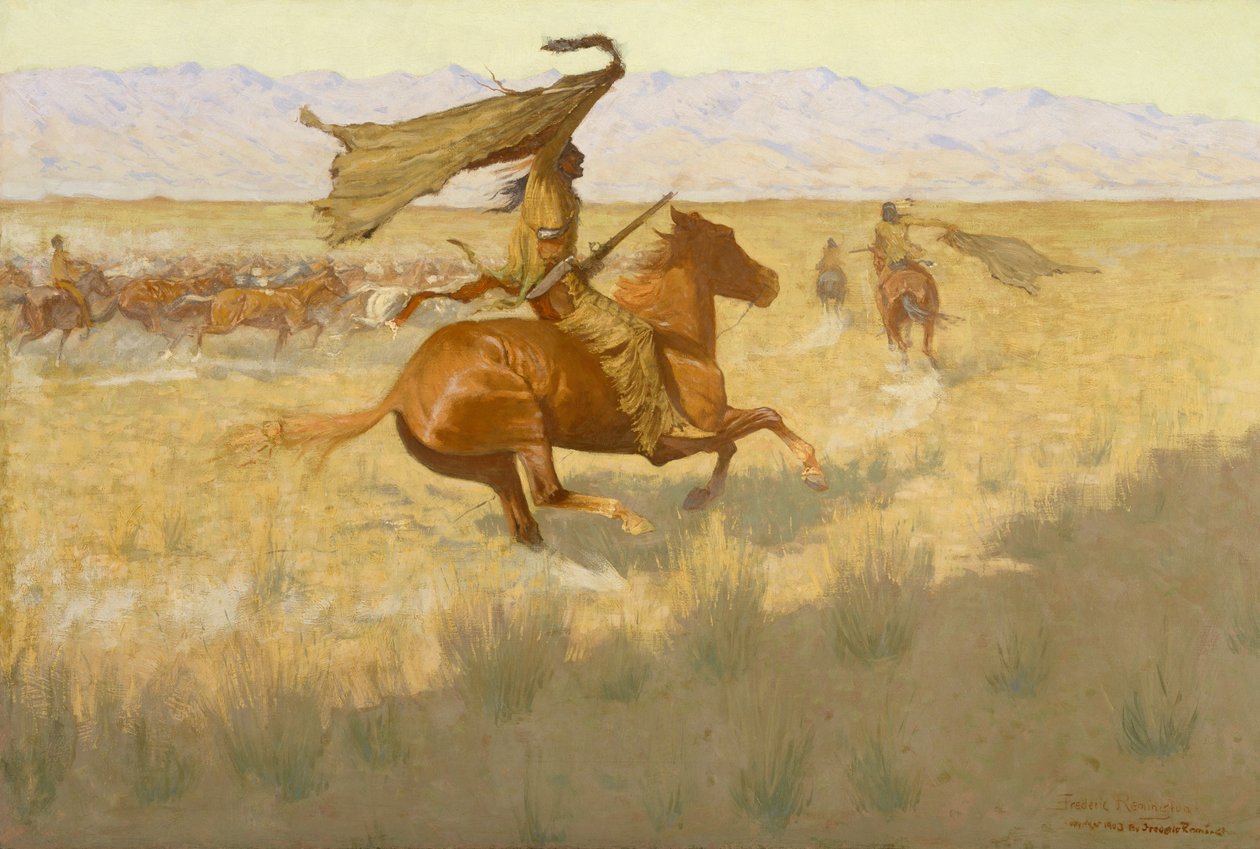 Omistajanvaihdos (The Stampede; Horse Thieves) tekijältä Frederic Remington