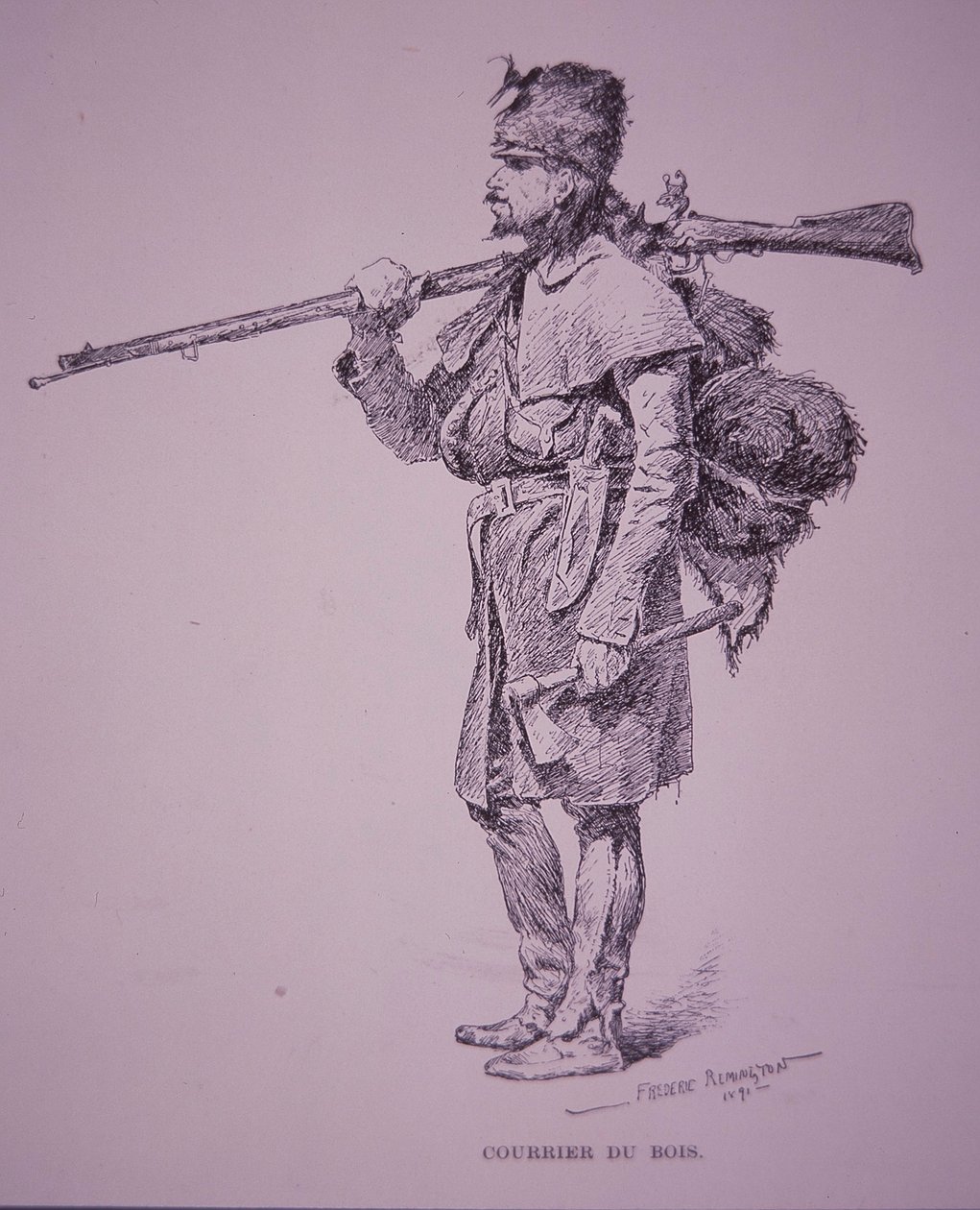 Ranskalais-kanadalainen turkisansastaja Coureur du Bois tekijältä Frederic Remington