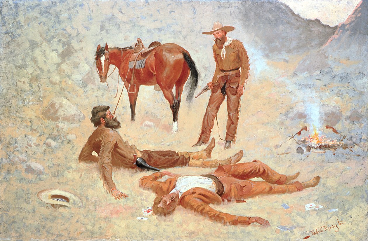 Hän makasi siellä, missä häntä oli nykitty, yhä kuin tuki tekijältä Frederic Remington