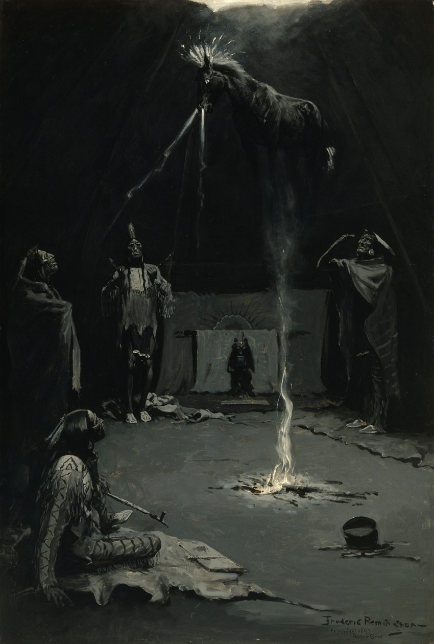 Intiaanien tulijumala (Lääkehevosen meno) tekijältä Frederic Remington