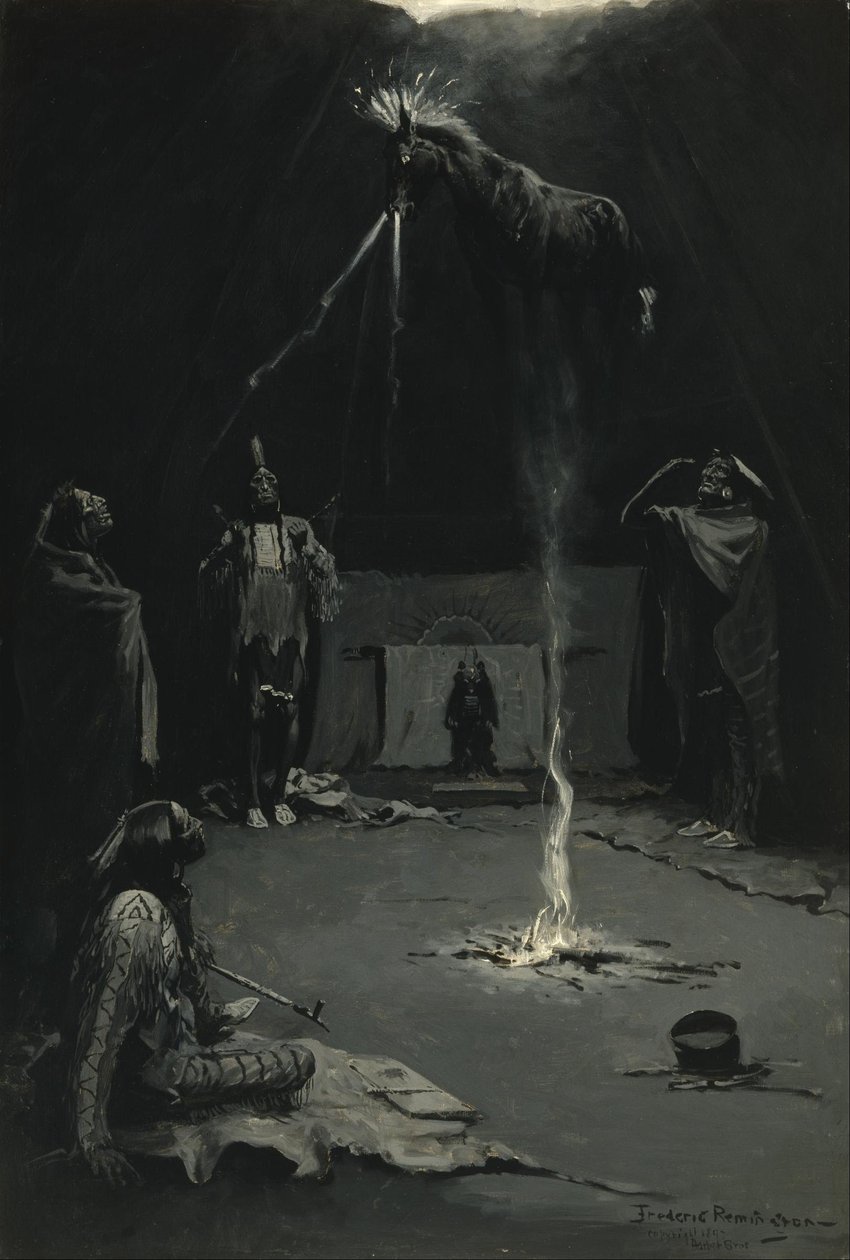 Intiaanien tulijumala (Lääkehevosen meno) tekijältä Frederic Remington