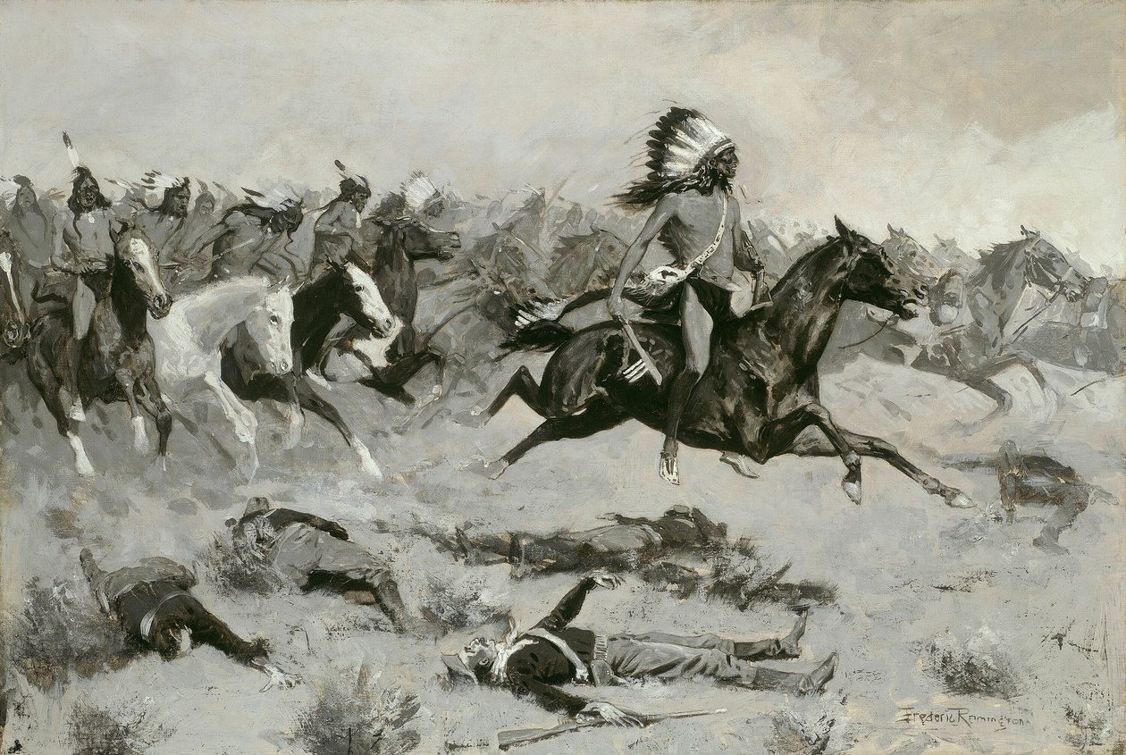 Kiireiset punaiset majat kulkivat linjan läpi tekijältä Frederic Remington