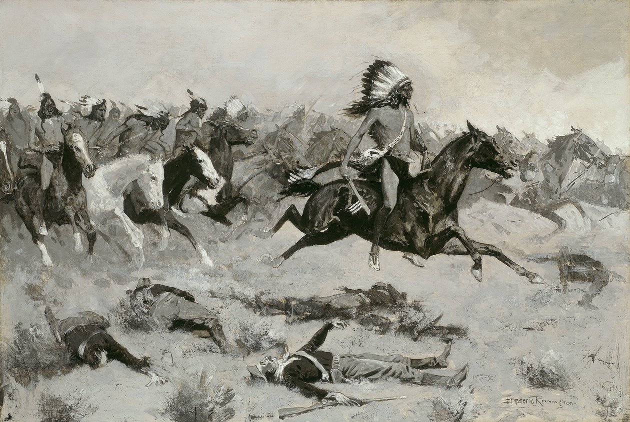 Punaisten loosien ryntäys kulki linjan läpi tekijältä Frederic Remington