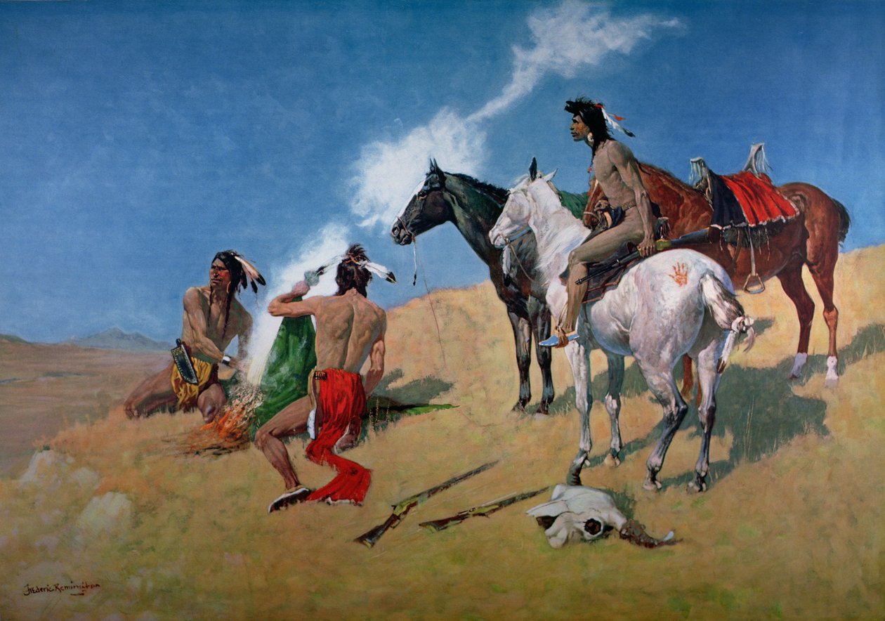 Savumerkit (öljy kankaalle) tekijältä Frederic Remington