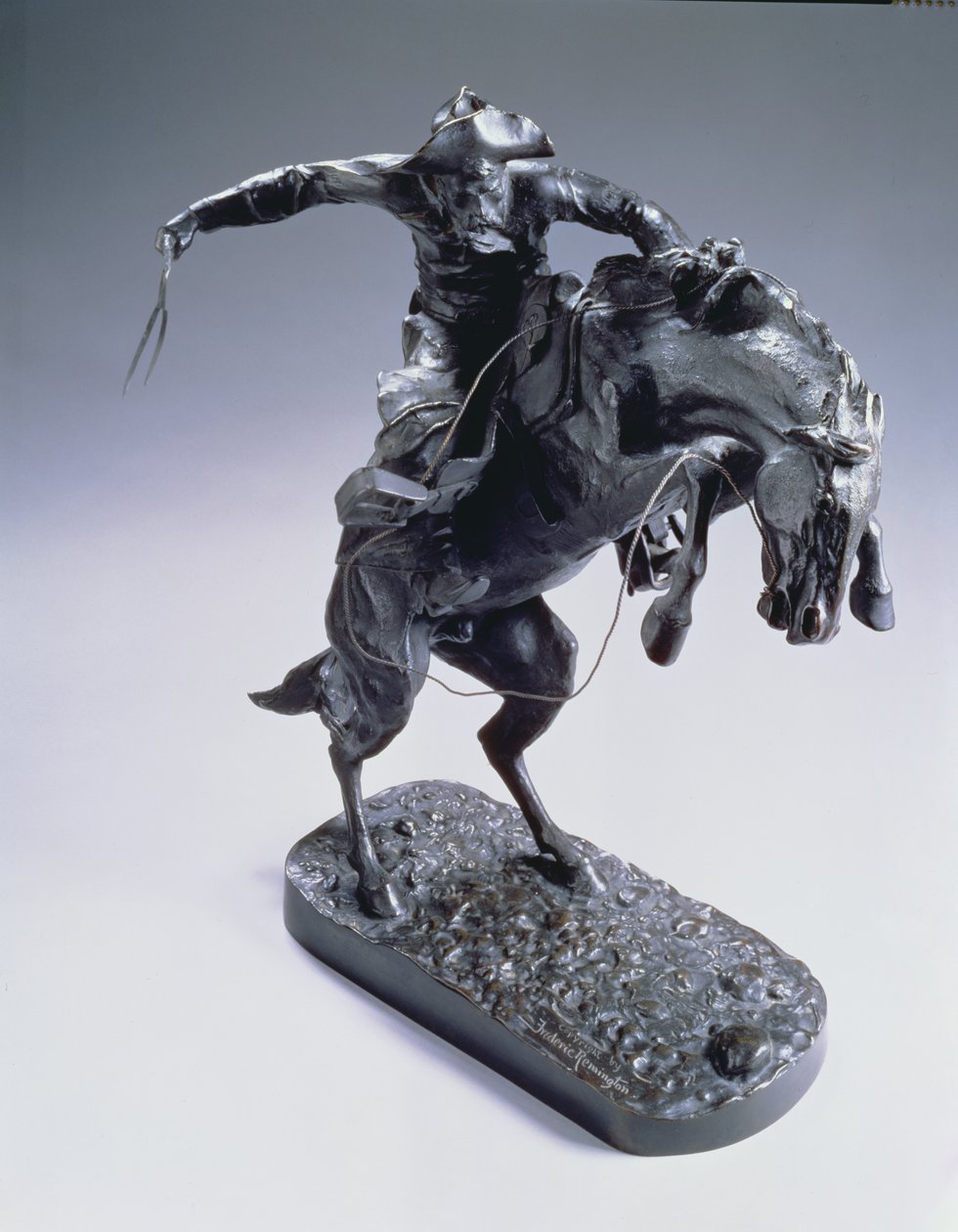 Bronco Buster, 1889 (pronssi ruskealla patinalla) tekijältä Frederic Remington