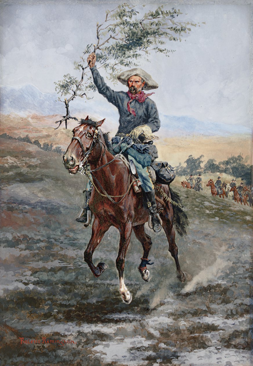 Aselevon lippu Intian sodassa, 1886 tekijältä Frederic Remington