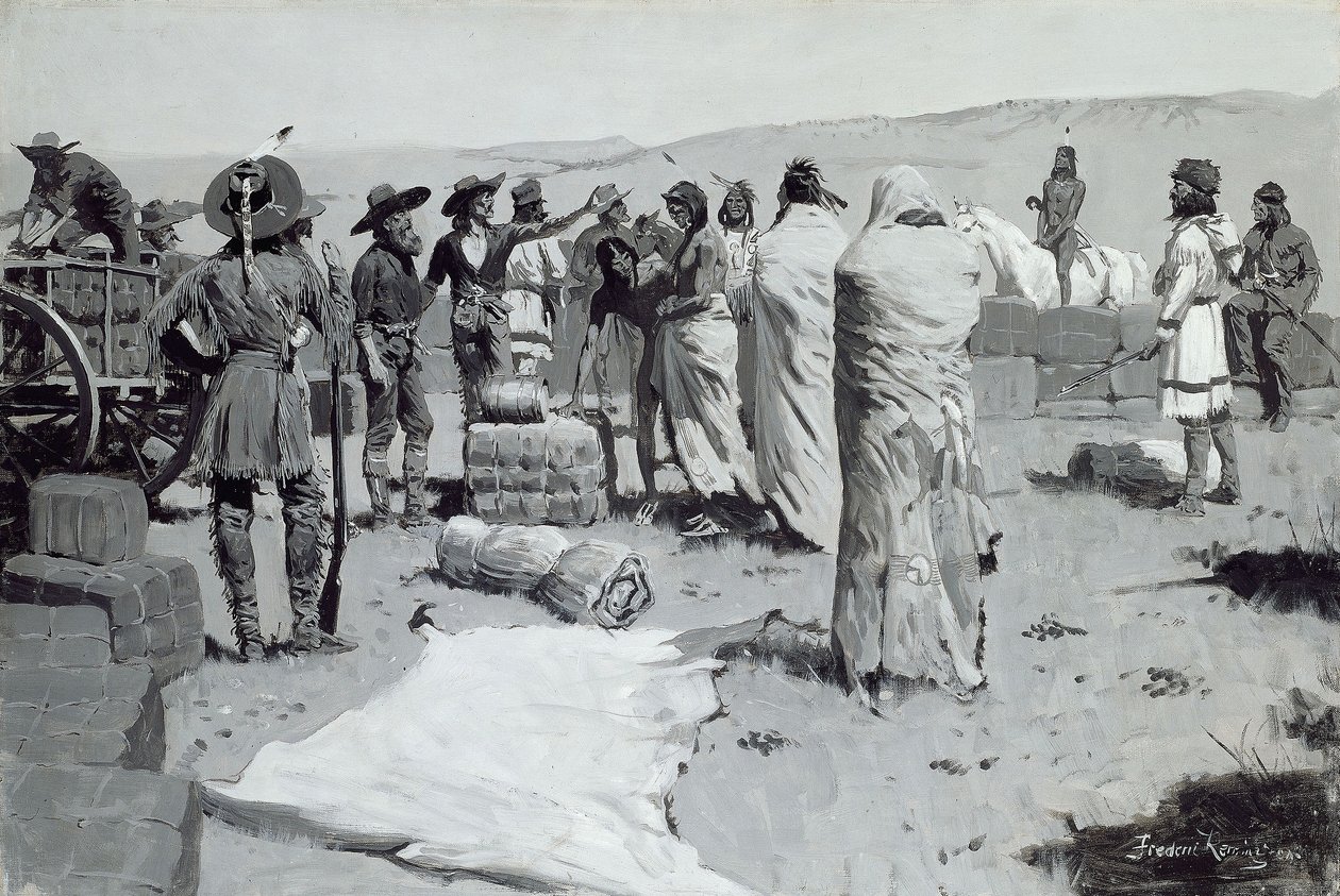 Tulkki vilkutti nuorille tekijältä Frederic Remington