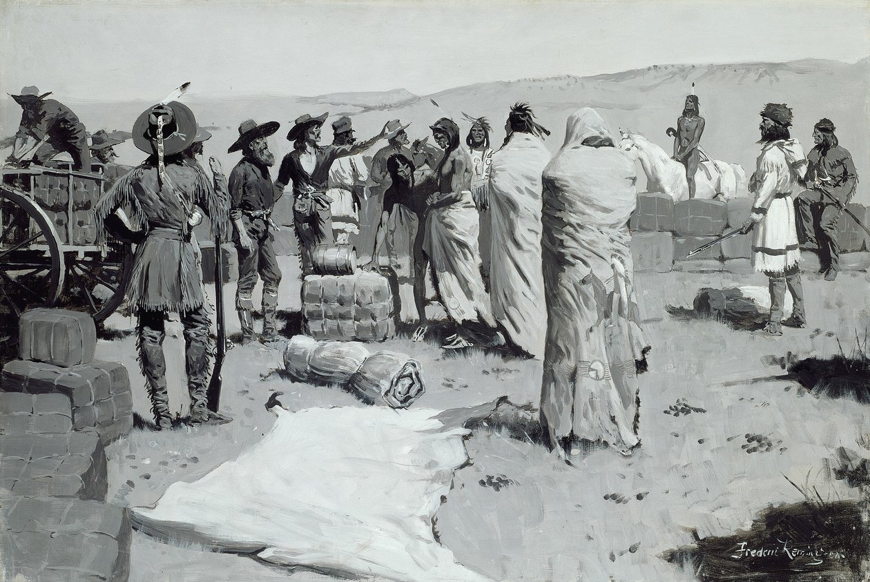Tulkki heilutti nuorisolle, n. 1900. tekijältä Frederic Remington