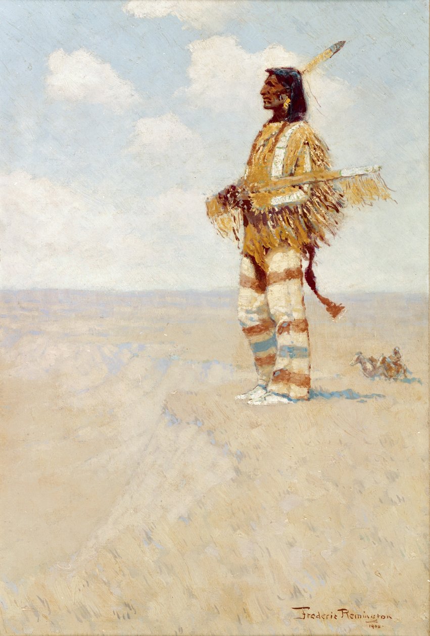 The Last of His Race (The Vanishing American), 1908 (öljy sommitelmalevylle) tekijältä Frederic Remington