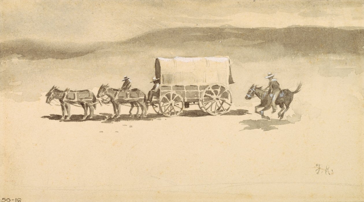 Nimetön (pesupiirros paperille) tekijältä Frederic Remington
