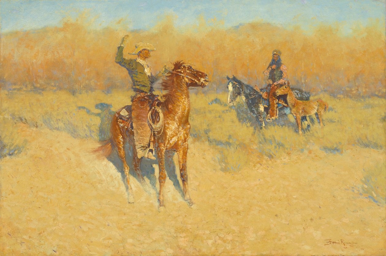 Long-Horn Cattle -merkki tekijältä Frederic S. Remington