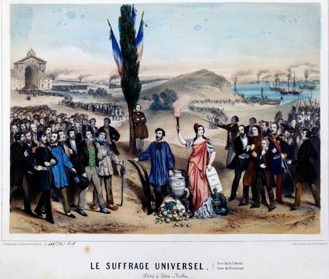 Allegoria Alexandre Auguste Ledru-Rollinin (Ledru Rollin) (1807-1874) yleiseen äänioikeuteen Ledru Rollin, ehdokas vuoden 1848 presidentinvaaleissa, on Arbre de la Liberten kannattaja, hän kannatti yleistä äänioikeutta, perusti tekijältä Frederic Sorrieu