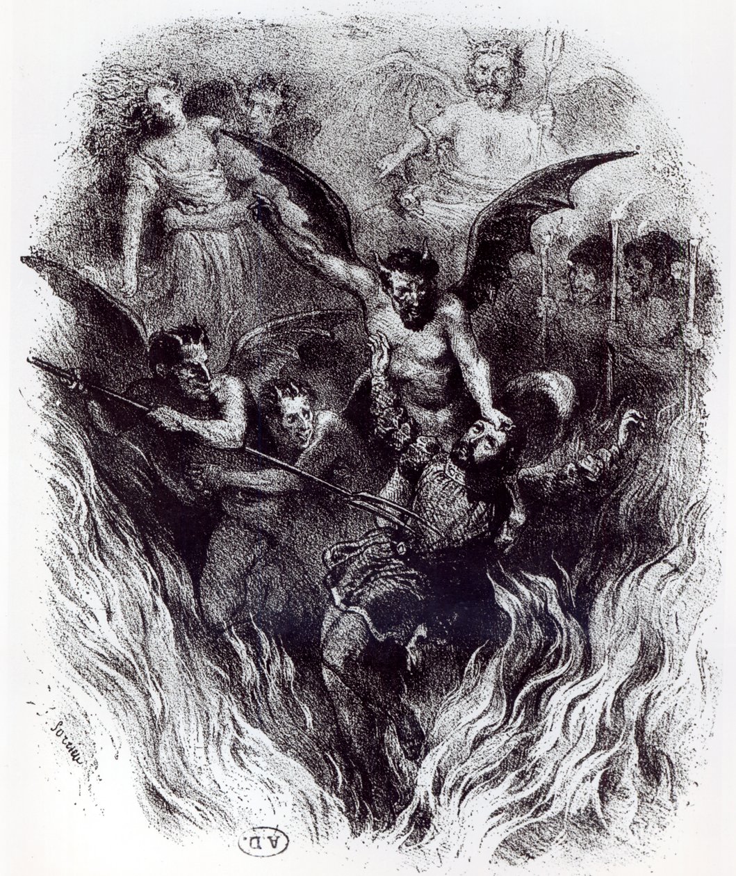 Kuvitus Hector Berliozin (1803-69) orkesterisoitolle "La Damnation de Faust" (1846) 1854 tekijältä Frederic Sorrieu