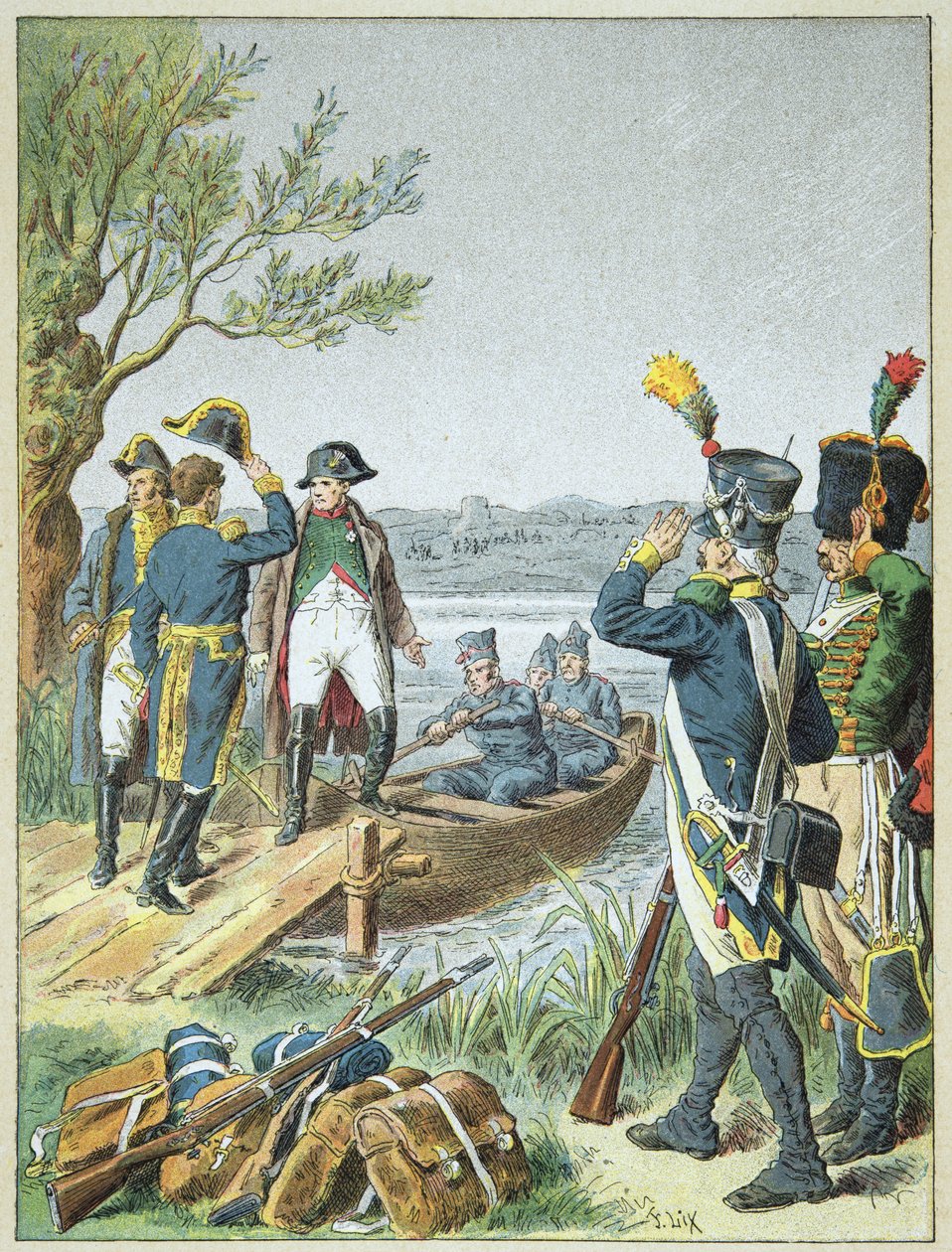 Napoleon Bonaparte ja Massena de Lobaulla Esslingin taistelun jälkeen, 22. toukokuuta tekijältä Frederic Theodore Lix