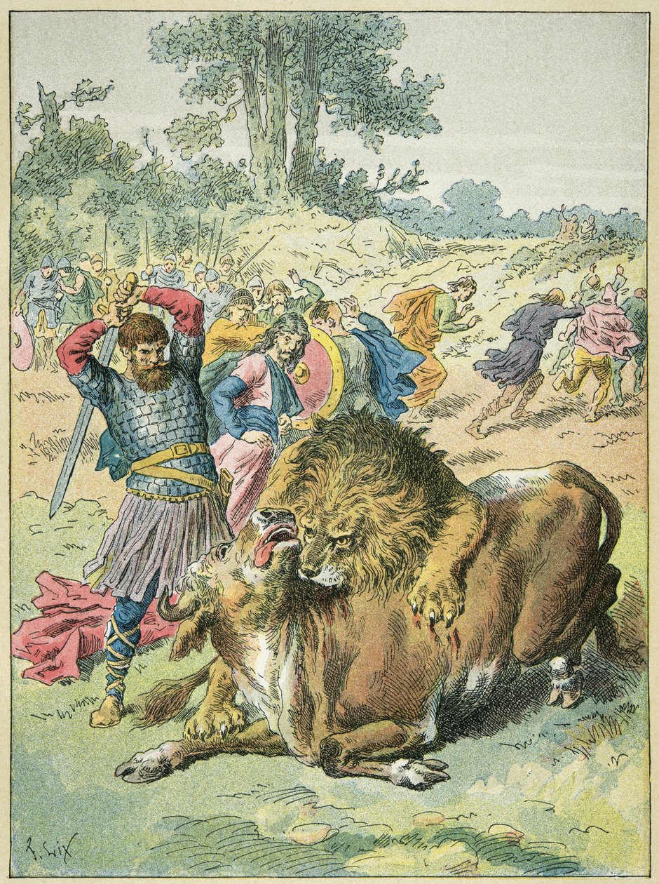 Pepin the Brief Marsin kentällä -leijonaterassilla tekijältä Frederic Theodore Lix