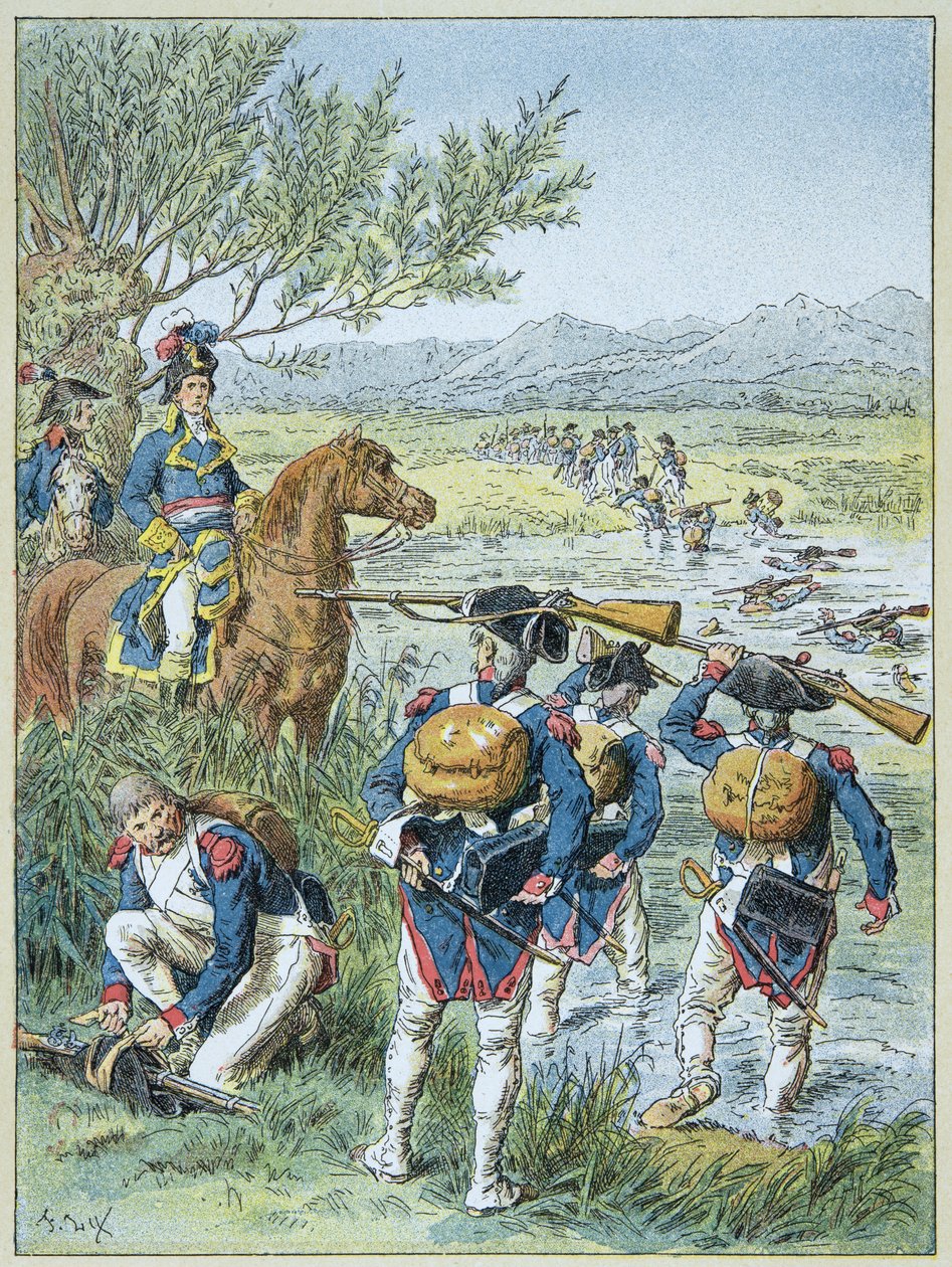 Toinen Zürichin taistelu - Lintzin läpikulku vuonna 1799 Massenan armeijan toimesta tekijältä Frederic Theodore Lix