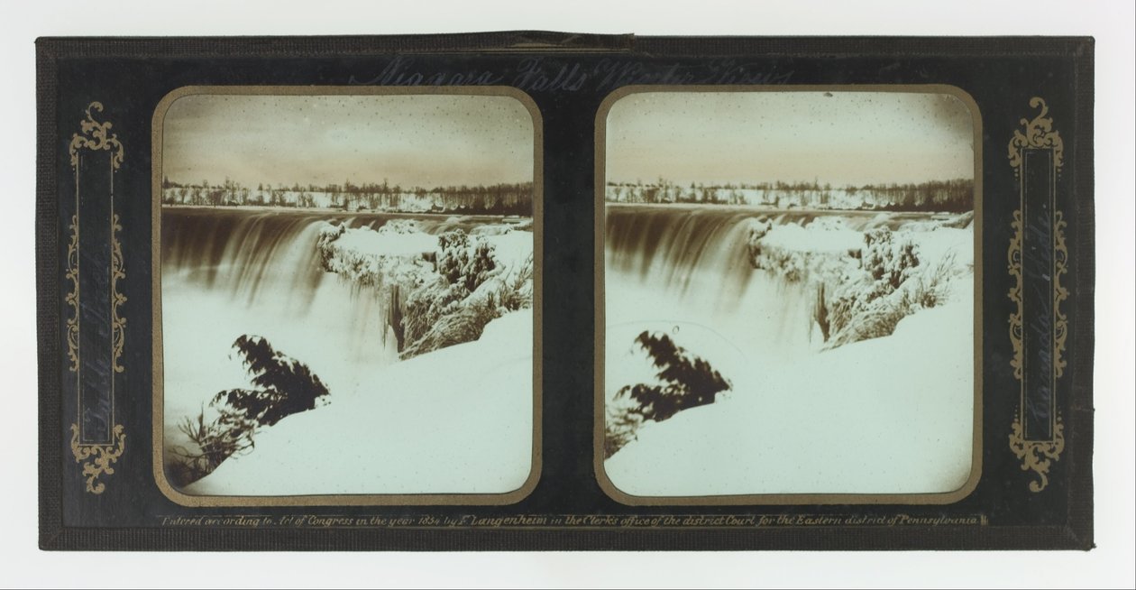 Niagaran putousten talvinäkymät, Table Rock, Kanadan puoli tekijältä Frederic and William Langenheim