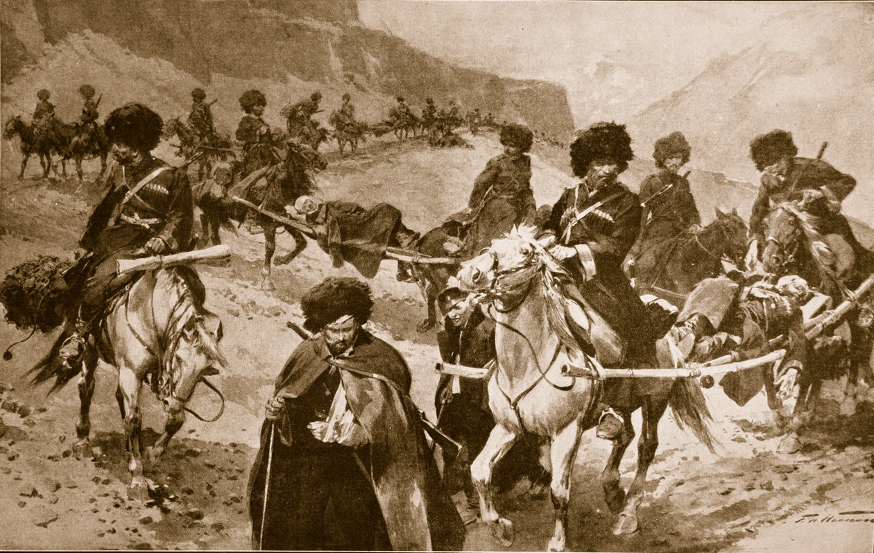 Kasakka-ambulanssisaattue Kaukasian vuoristossa 1914-19. tekijältä Frederic de Haenen