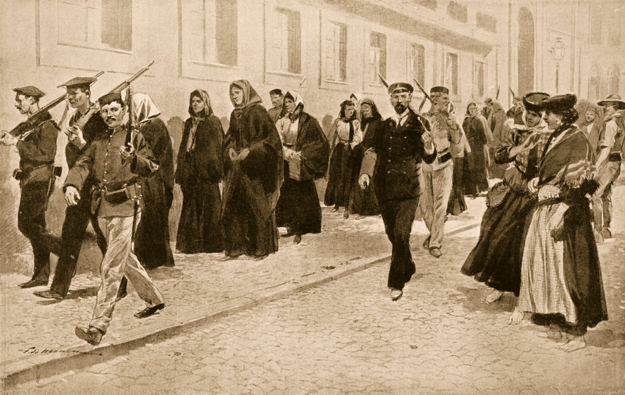 Nunnat republikaanien suojeluksessa vuoden 1910 vallankumouksen aikana Portugalissa tekijältä Frederic de Haenen