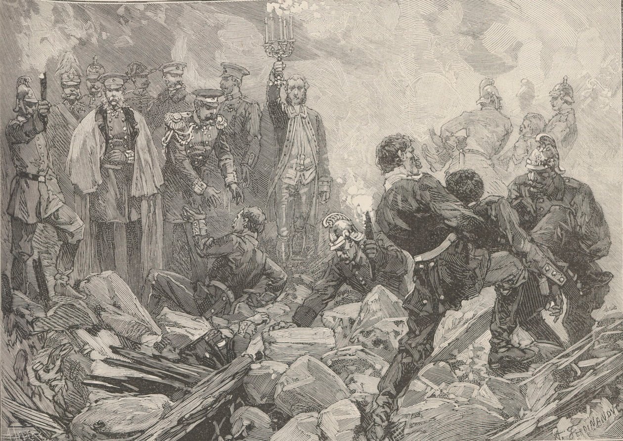 Talvipalatsi räjähdyksen jälkeen, iltana 17. helmikuuta 1880. tekijältä Frederic de Haenen