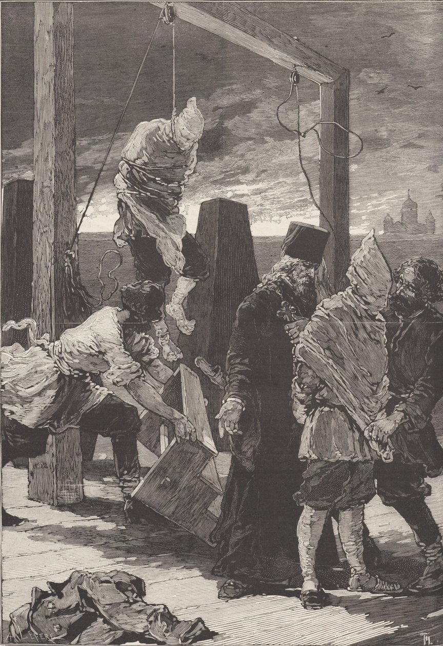 Aleksanteri Kvjatkovskin ja Andrei Presnyakovin teloitus 16. marraskuuta 1880. tekijältä Frederic de Haenen