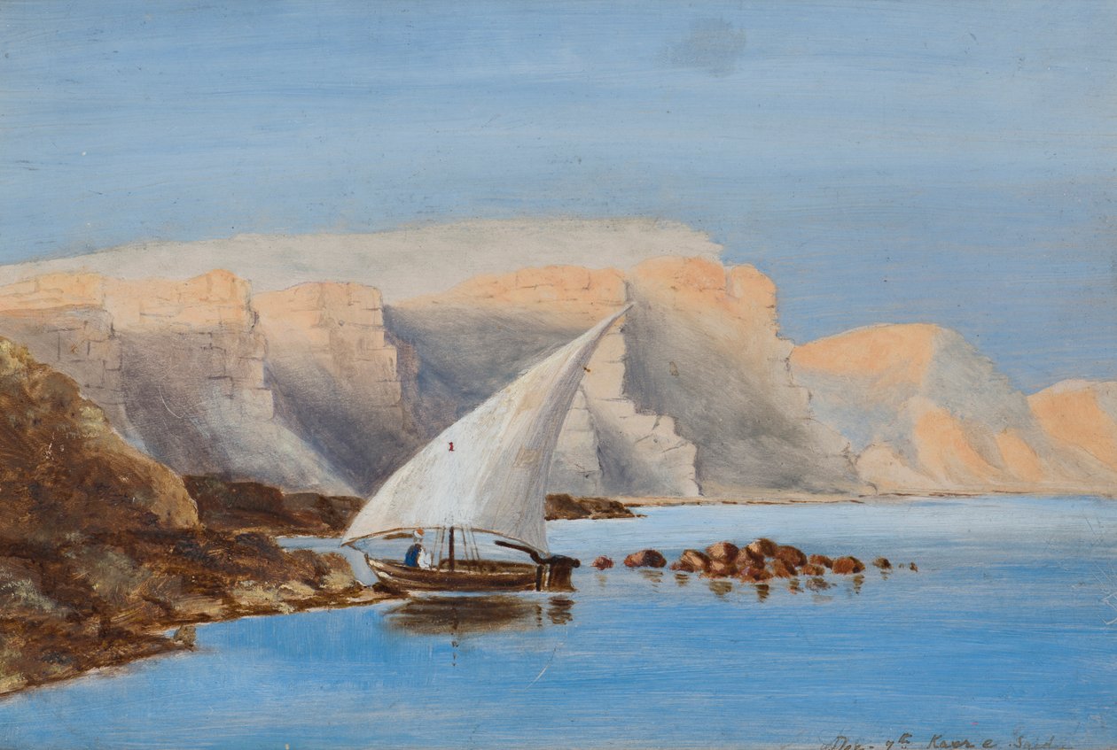 Purjevene Pohjois-Afrikan edustalla, n. 1846-1907 (öljyä aluksella) tekijältä Frederica Countess of Scarborough Drummond