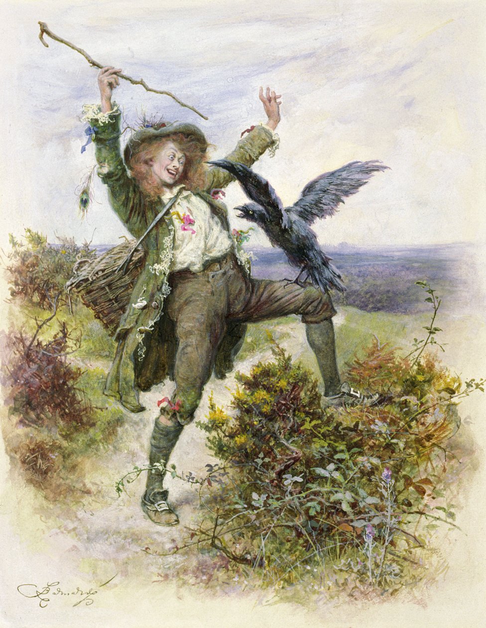 Barnaby Rudge ja korppikoura (Raven Grip) tekijältä Frederick Barnard
