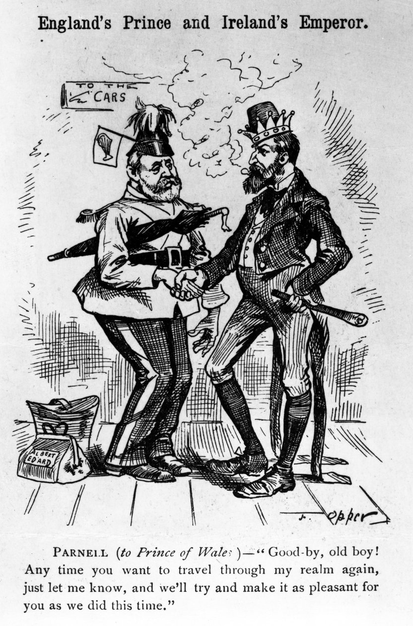 Englannin prinssi ja Irlannin keisari, kuvitus "Puck Magazinesta", 1885 tekijältä Frederick Burr Opper