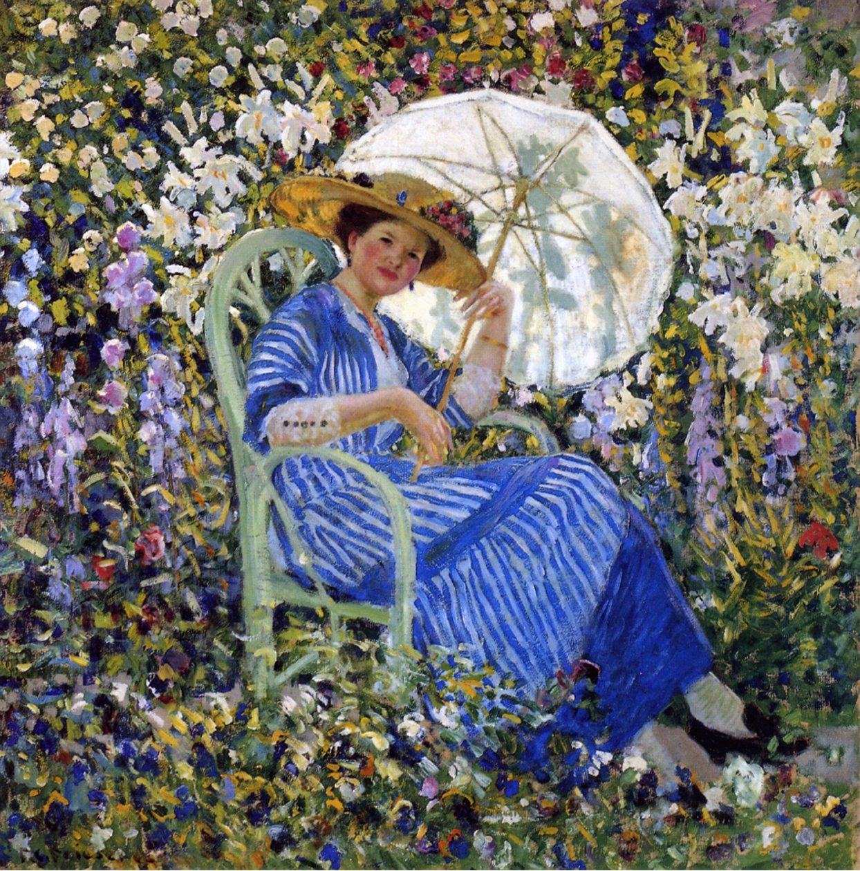 Puutarhassa, noin 1910-11 tekijältä Frederick Carl Frieseke
