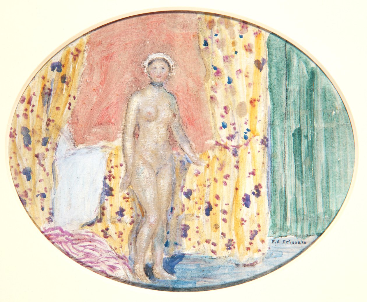Nude, n. 1915 (öljy pahville) tekijältä Frederick Carl Frieseke