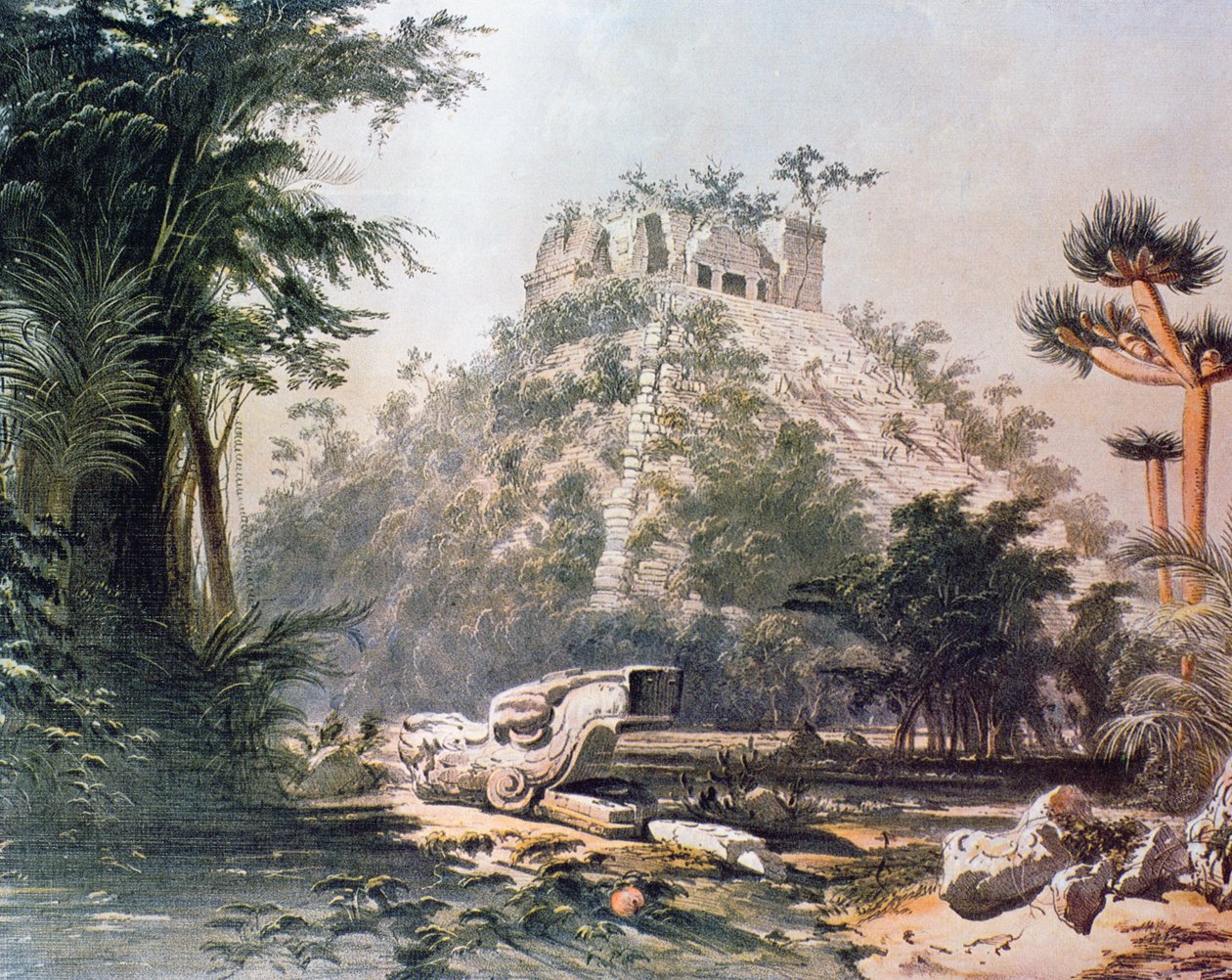 Näkymä El Castillolle, 1844 (värillinen lito) tekijältä Frederick Catherwood