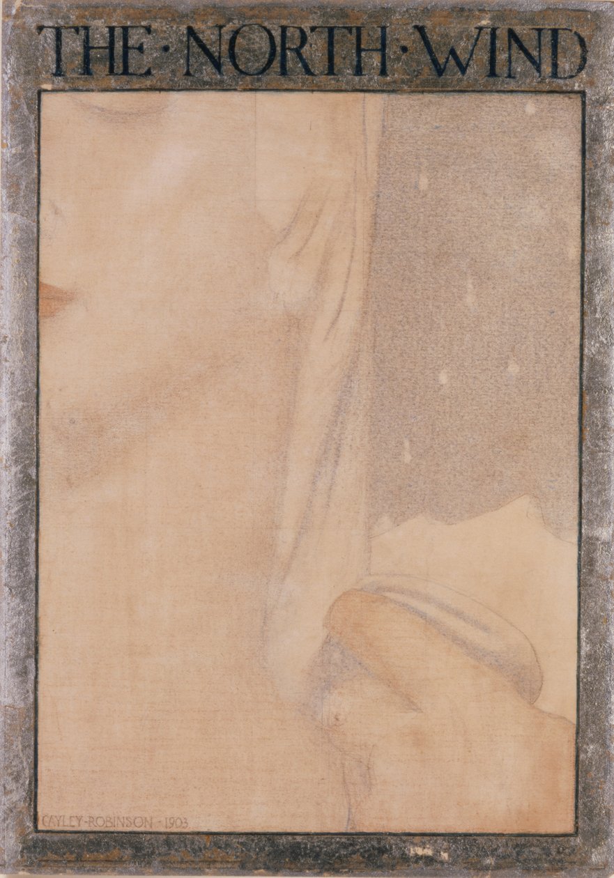 Neljä tuulta - Pohjoistuuli, 1903 (värilliset liidut paperilla) tekijältä Frederick Cayley Robinson