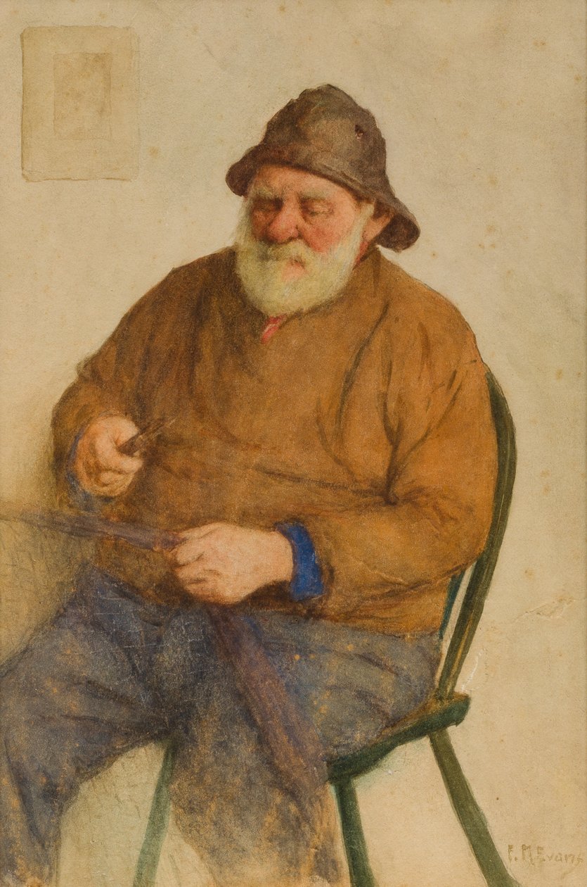 Fisherman Mending Networks (wc paperilla) tekijältä Frederick James McNamara Evans